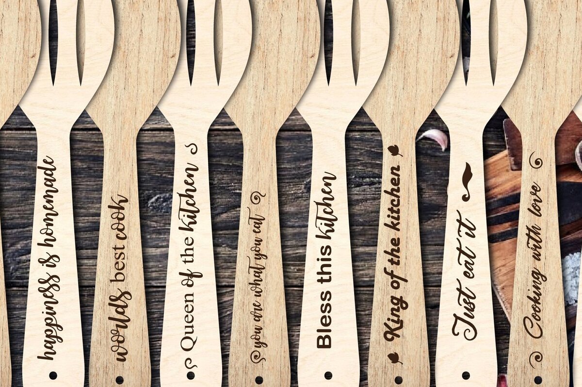 Σετ των 2 Intra απο ξύλο plywood 3mm-4mm πάχος 10 Σχεδιασμός λαβής κουταλιού Αποσπάσματα Δίασταση 30x20 cm INTRAFABR-31135820