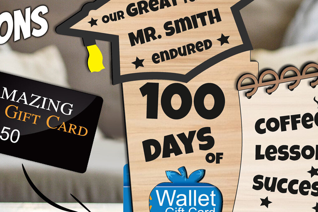 Σετ των 3 Intra απο ξύλο plywood 3mm-4mm πάχος 100 Day of School Teacher Coffee Cup Δίασταση 5x5 cm INTRAFABR-103444464