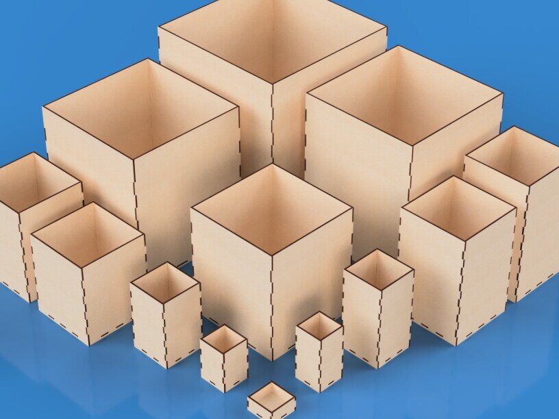 Σετ των 3 Intra απο ξύλο plywood 3mm-4mm πάχος 101 Ανοιχτά Κουτιά Διαφορετικών Μεγεθών 3mm Δίασταση 10x10 cm INTRAFABR-118966683