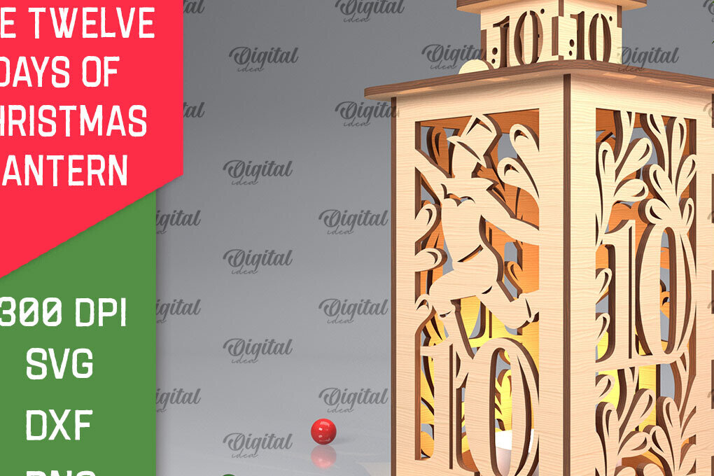 Σετ των 3 Intra απο ξύλο plywood 3mm-4mm πάχος 10η Ημέρα Χριστουγεννιάτικου Φαναριού με λέιζερ Δίασταση 15x15 cm INTRAFABR-103365208