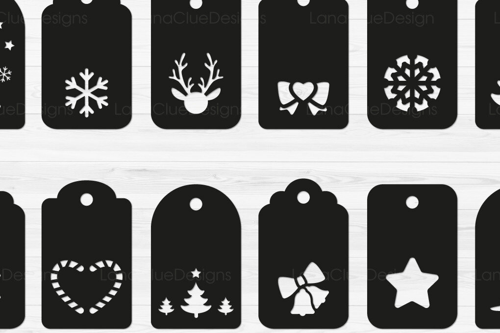 Σετ των 2 Intra απο ξύλο plywood 3mm-4mm πάχος 12 ετικέτες δώρου Χριστουγέννων Δίασταση 15x15 cm INTRAFABR-70955386