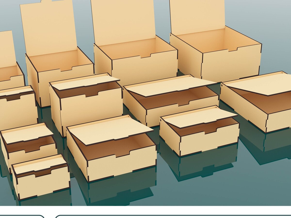 Σετ των 3 Intra απο ξύλο plywood 3mm-4mm πάχος 12 μεγέθη με αναδιπλούμενη δέσμη κουτιού καπακιού Δίασταση 8x1 cm INTRAFABR-68987258