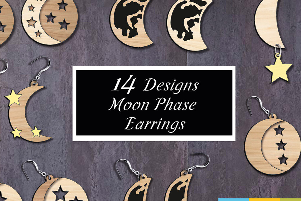 Σετ των 3 Intra απο ξύλο plywood 3mm-4mm πάχος 14 Moon Phases Earrings Αξεσουάρ Δίασταση 1x1 cm INTRAFABR-105821236