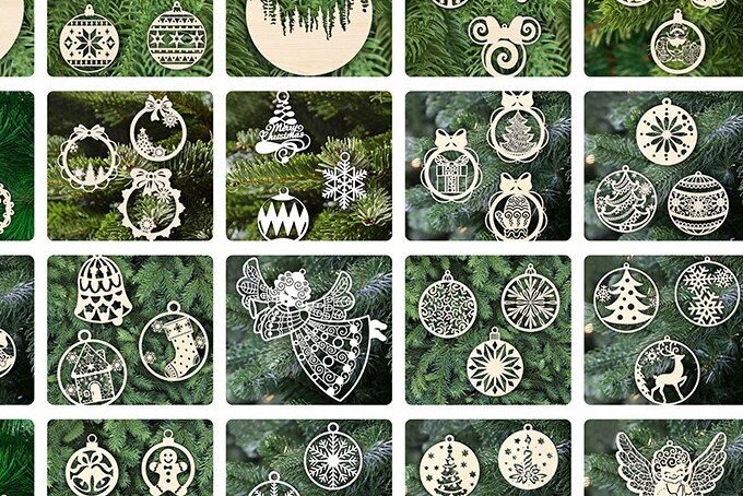 Σετ των 3 Intra απο ξύλο plywood 3mm-4mm πάχος 140 τμχ Χριστουγεννιάτικο Στολίδι Δέντρο Δίασταση 3x3 cm INTRAFABR-35441407