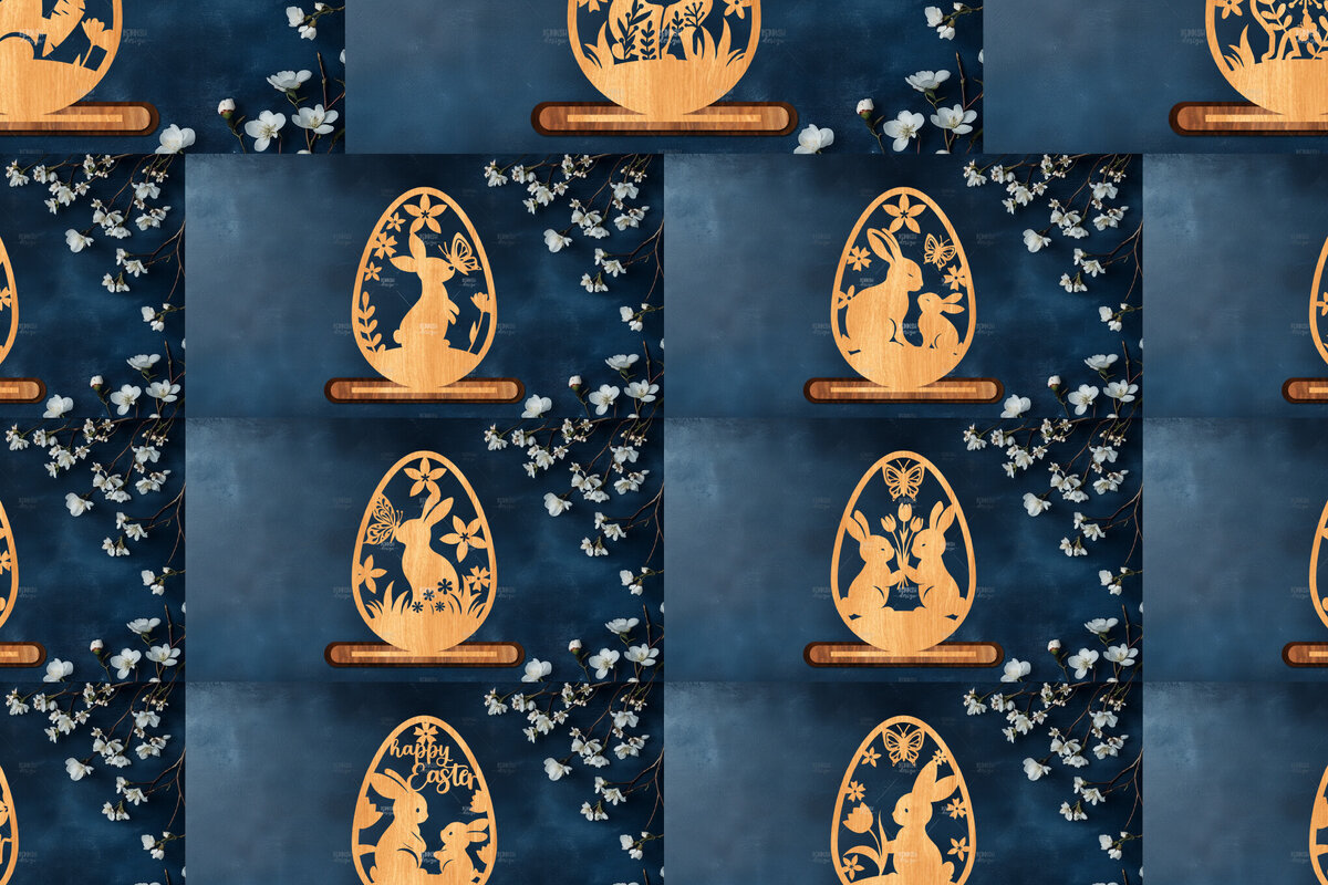 Σετ των 2 Intra απο ξύλο plywood 3mm-4mm πάχος 15 Στάση κοπής πασχαλινών αυγών με λέιζερ Δίασταση 15x15 cm INTRAFABR-116905319