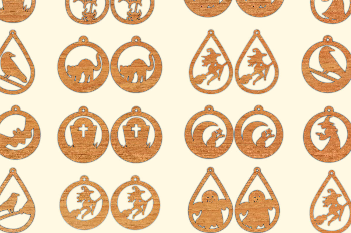 Σετ των 3 Intra απο ξύλο plywood 3mm-4mm πάχος 15 Ξύλινα Σκουλαρίκια Halloween Cut  Δίασταση 3x3 cm INTRAFABR-74957901