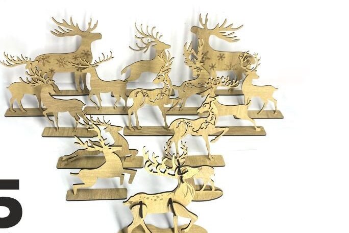 Σετ των 2 Intra απο ξύλο plywood 3mm-4mm πάχος 15 Μοντέλο Christmas Standing Reindeer Δίασταση 15x15 cm INTRAFABR-39112291