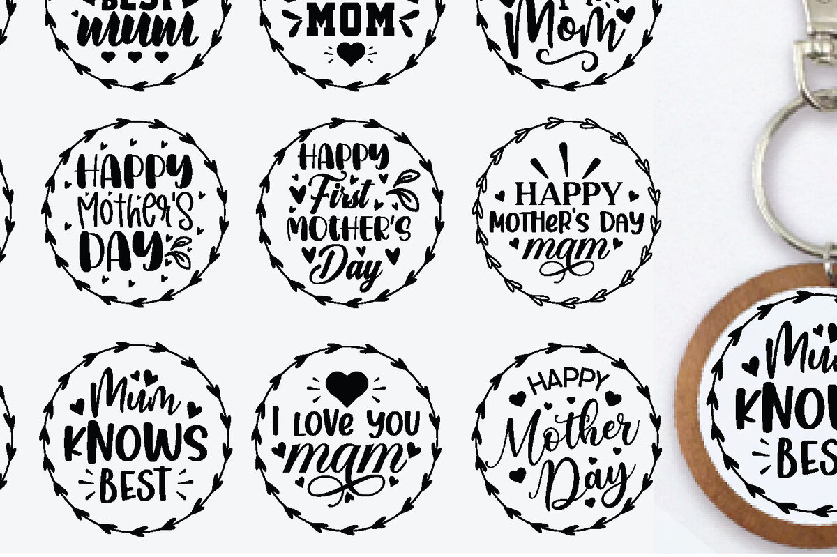 Σετ των 3 Intra απο ξύλο plywood 3mm-4mm πάχος Cut 15 Mom Keychain Δίασταση 6x6 cm INTRAFABR-68548396