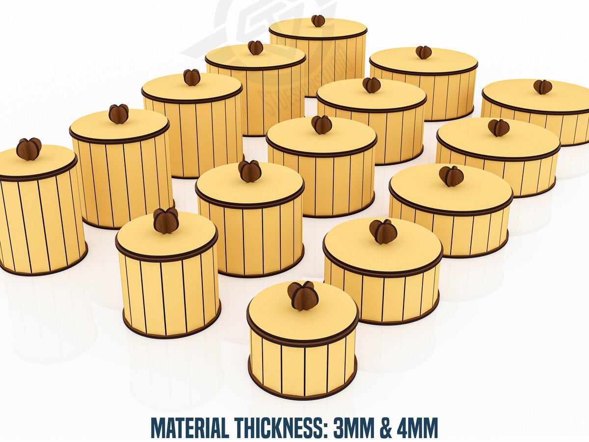 Σετ των 3 Intra απο ξύλο plywood 3mm-4mm πάχος με δέσμη στρογγυλού κουτιού μεγέθους 15 Δίασταση 8x2 cm INTRAFABR-119476566