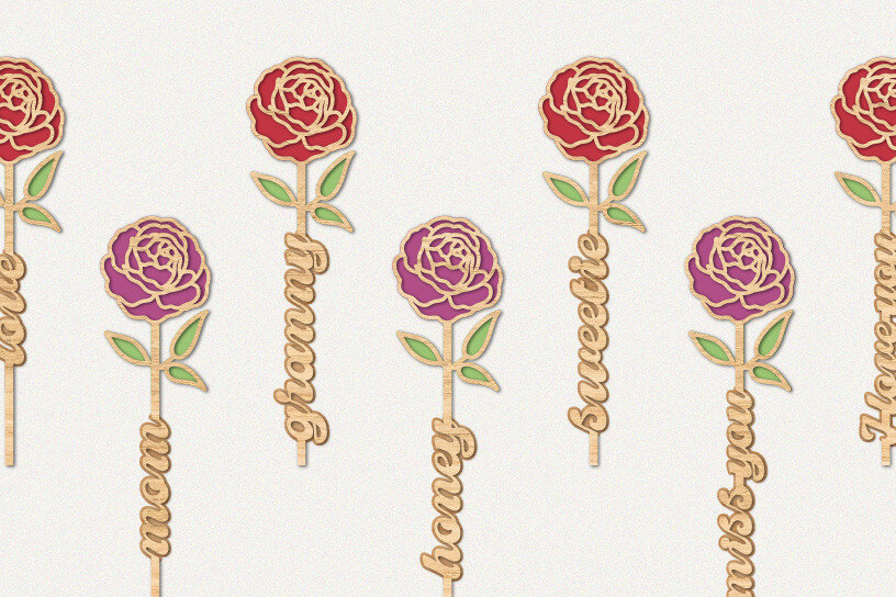 Σετ των 2 Intra απο ξύλο plywood 3mm-4mm πάχος 15 X Valentine’s Day Roses Δίασταση 15x15 cm INTRAFABR-57988629