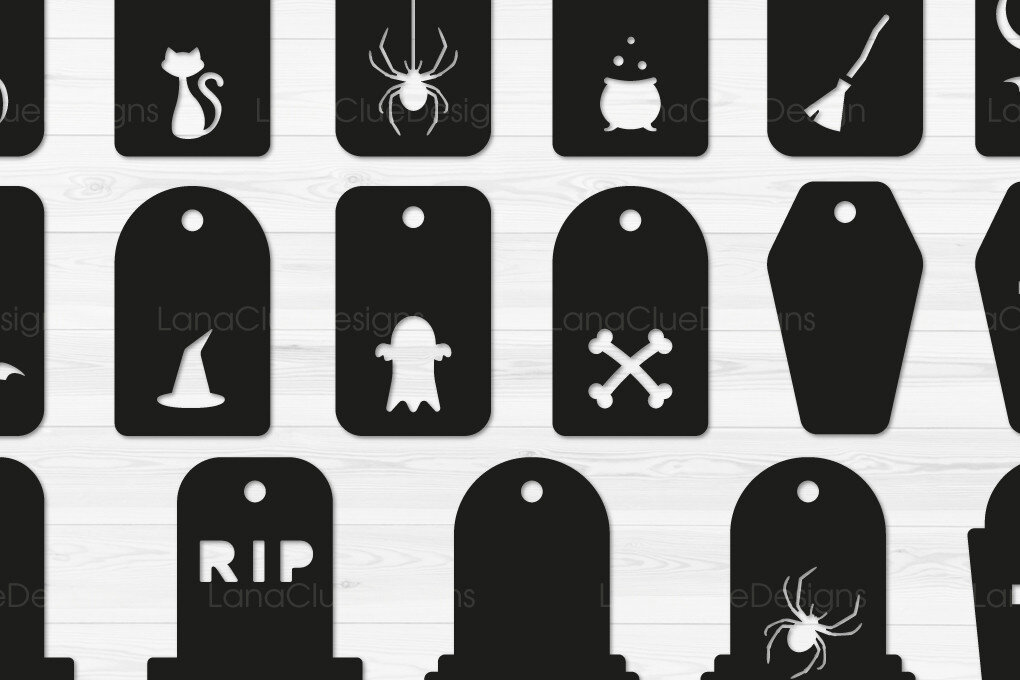 Σετ των 2 Intra απο ξύλο plywood 3mm-4mm πάχος 17 Ετικέτες δώρου αποκριών Δίασταση 15x15 cm INTRAFABR-70067164