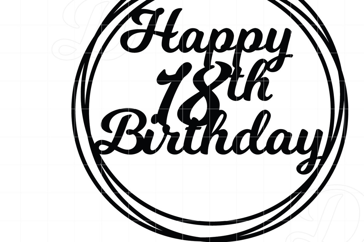 Σετ των 2 Intra απο ξύλο plywood 3mm-4mm πάχος 18 Happy Birthday Cake Topper Δίασταση 15x15 cm INTRAFABR-12653943