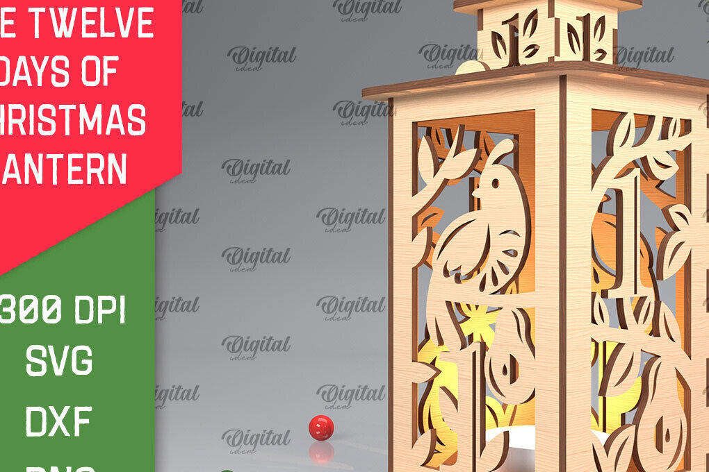 Σετ των 2 Intra απο ξύλο plywood 3mm-4mm πάχος 1η Ημέρα Χριστουγεννιάτικου Φαναριού με λέιζερ Δίασταση 15x15 cm INTRAFABR-103364133