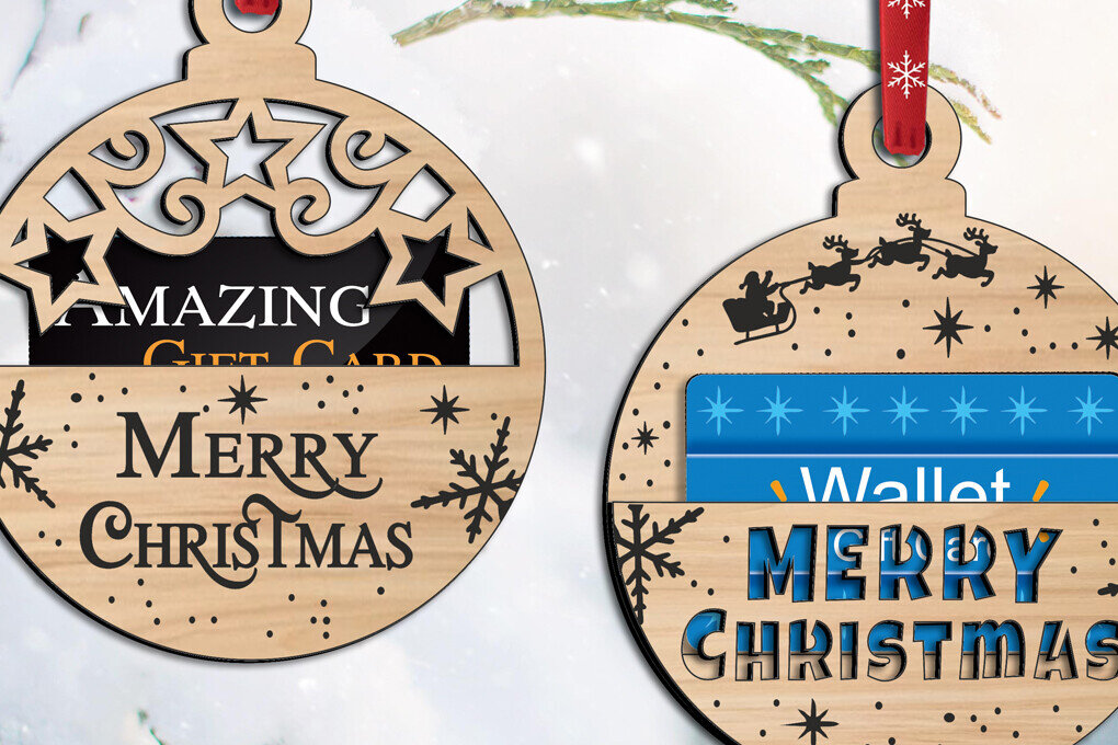 Σετ των 2 Intra απο ξύλο plywood 3mm-4mm πάχος 2 Κάτοχοι χρημάτων για δωροκάρτες Χριστουγεννιάτικων Μπαλών Δίασταση 15x15 cm INTRAFABR-106474407