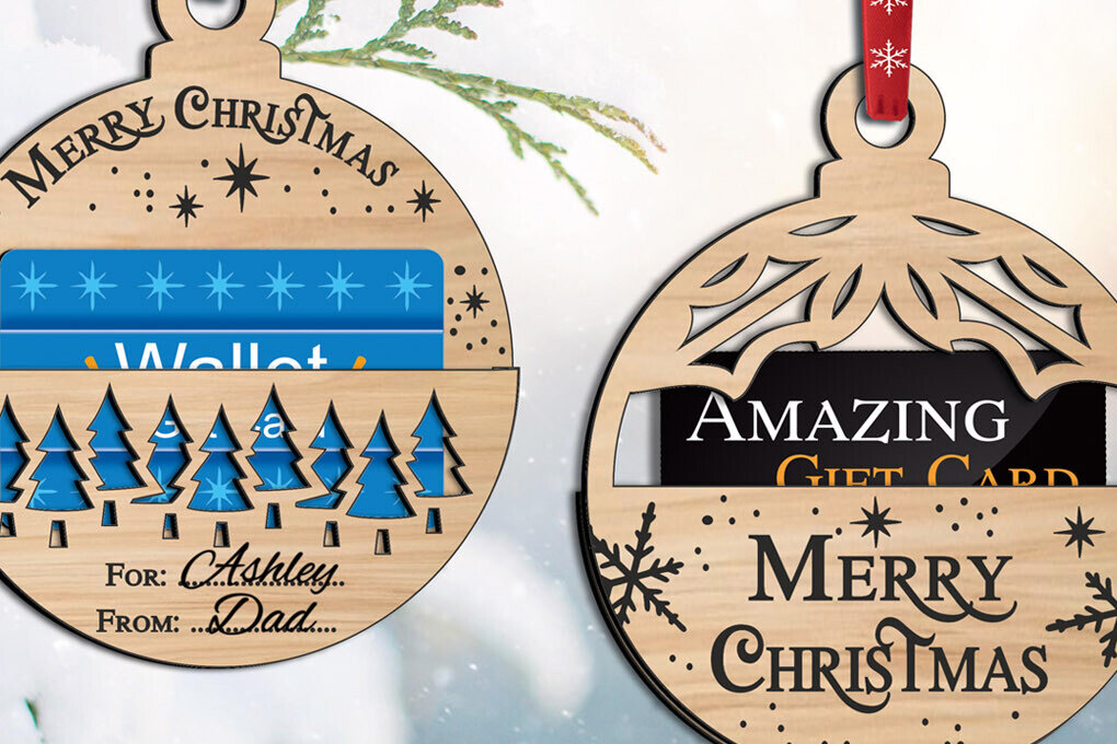 Σετ των 3 Intra απο ξύλο plywood 3mm-4mm πάχος 2 Κάτοχοι χρημάτων για δωροκάρτες Χριστουγεννιάτικων Μπαλών Δίασταση 4x4 cm INTRAFABR-106132528