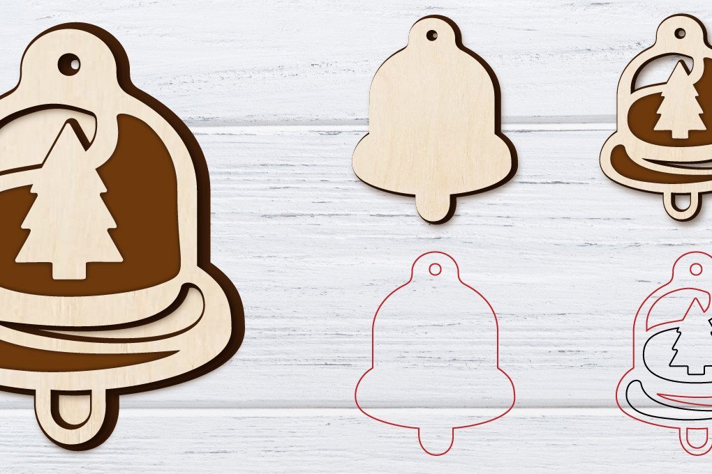 Σετ των 3 Intra απο ξύλο plywood 3mm-4mm πάχος Χριστουγεννιάτικα σκουλαρίκια με 2 στρώσεις | Λέιζερ Δίασταση 3x3 cm INTRAFABR-36236203