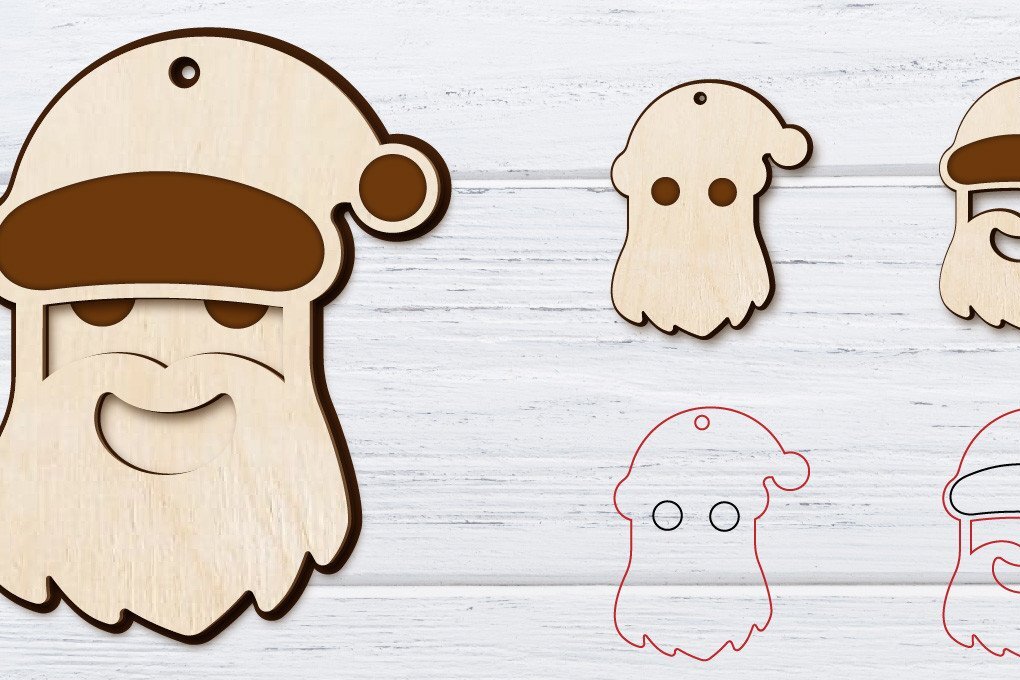 Σετ των 3 Intra απο ξύλο plywood 3mm-4mm πάχος Χριστουγεννιάτικα σκουλαρίκια με 2 στρώσεις | Λέιζερ Δίασταση 3x3 cm INTRAFABR-36236333