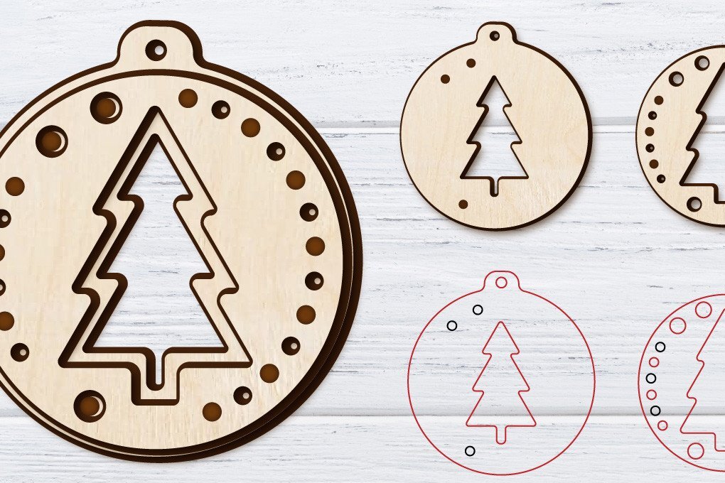 Σετ των 3 Intra απο ξύλο plywood 3mm-4mm πάχος Χριστουγεννιάτικα σκουλαρίκια με 2 στρώσεις | Λέιζερ Δίασταση 3x3 cm INTRAFABR-36236375