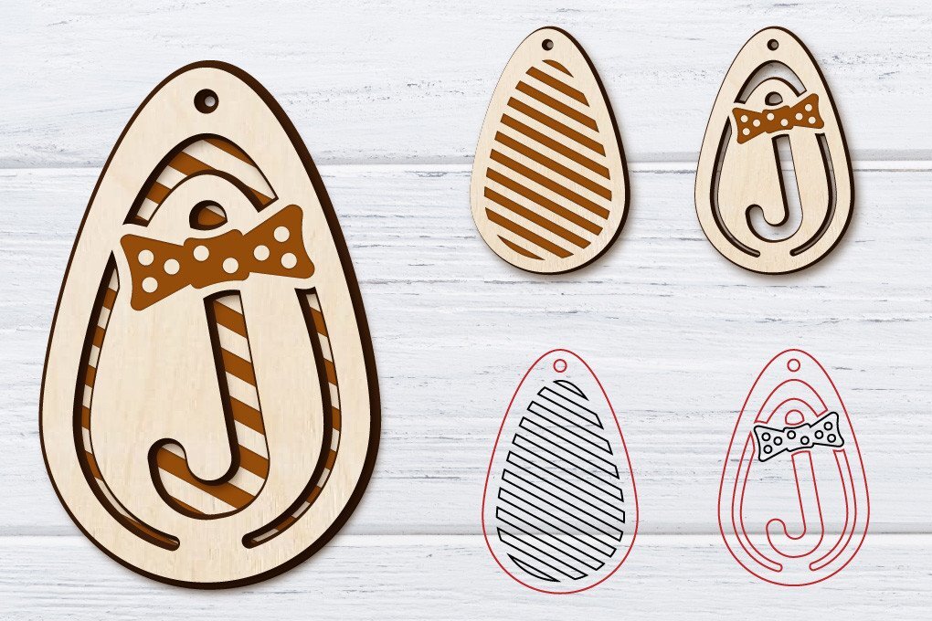 Σετ των 3 Intra απο ξύλο plywood 3mm-4mm πάχος Χριστουγεννιάτικα σκουλαρίκια με 2 στρώσεις | Λέιζερ Δίασταση 3x3 cm INTRAFABR-36236512