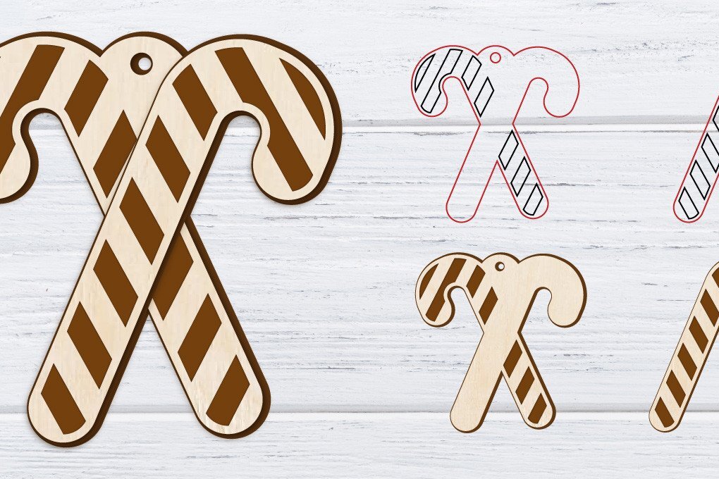 Σετ των 3 Intra απο ξύλο plywood 3mm-4mm πάχος Χριστουγεννιάτικα σκουλαρίκια με 2 στρώσεις | Λέιζερ Δίασταση 3x3 cm INTRAFABR-36235778