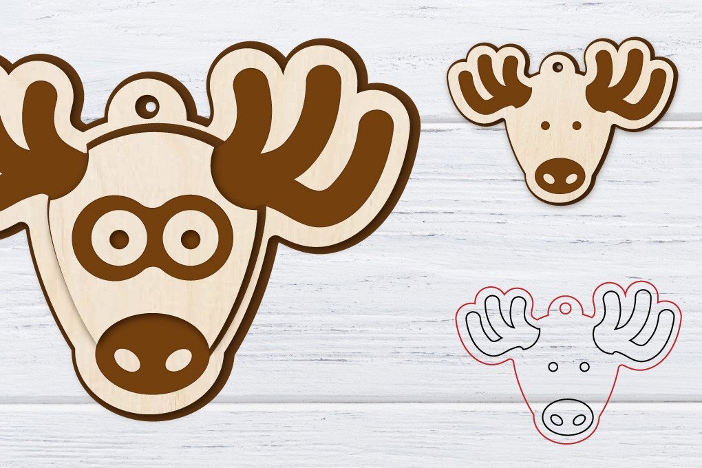 Σετ των 3 Intra απο ξύλο plywood 3mm-4mm πάχος Χριστουγεννιάτικα σκουλαρίκια με 2 στρώσεις | Λέιζερ Δίασταση 3x3 cm INTRAFABR-36235815