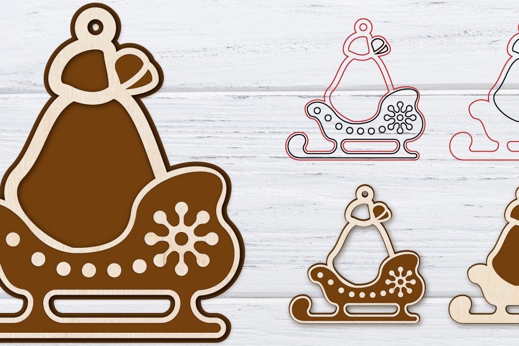 Σετ των 3 Intra απο ξύλο plywood 3mm-4mm πάχος Χριστουγεννιάτικα σκουλαρίκια με 2 στρώσεις | Λέιζερ Δίασταση 3x3 cm INTRAFABR-36235885