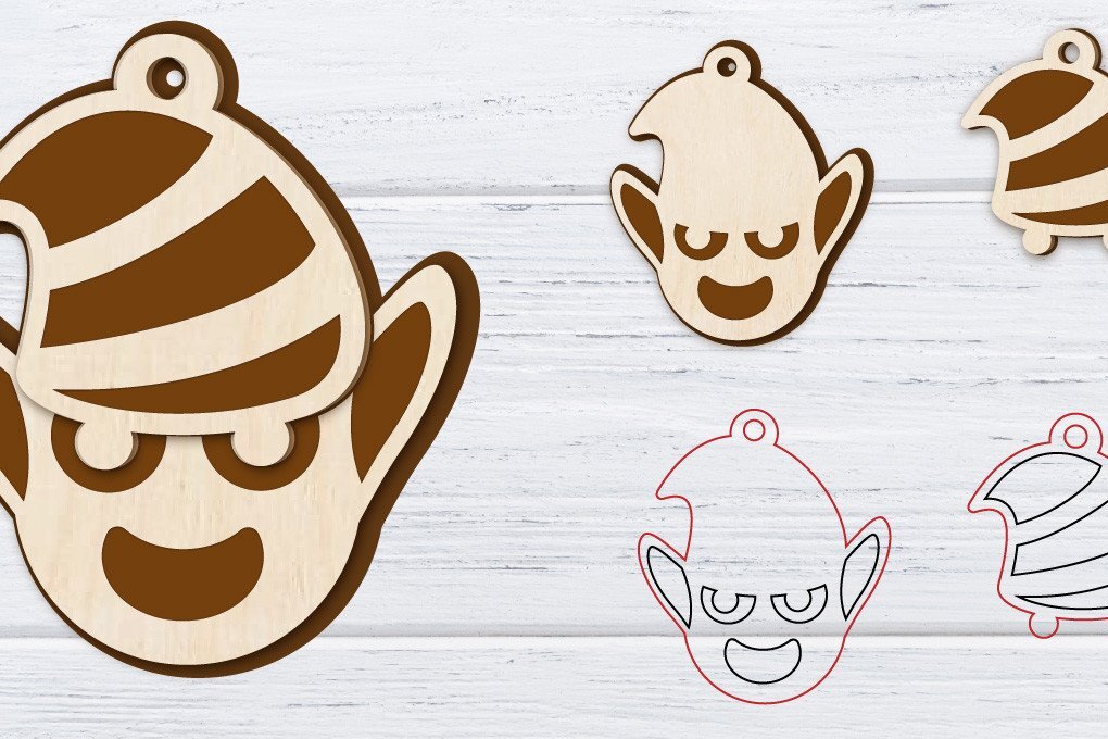 Σετ των 3 Intra απο ξύλο plywood 3mm-4mm πάχος Χριστουγεννιάτικα σκουλαρίκια με 2 στρώσεις | Λέιζερ Δίασταση 3x3 cm INTRAFABR-36235907