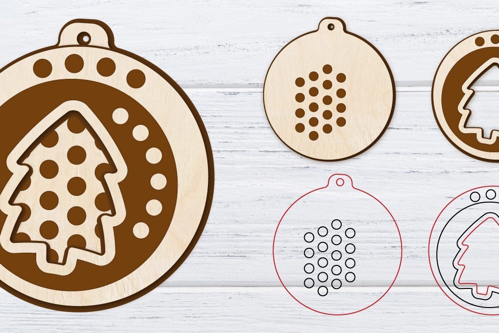 Σετ των 3 Intra απο ξύλο plywood 3mm-4mm πάχος Χριστουγεννιάτικα σκουλαρίκια με 2 στρώσεις | Λέιζερ Δίασταση 3x3 cm INTRAFABR-36236024