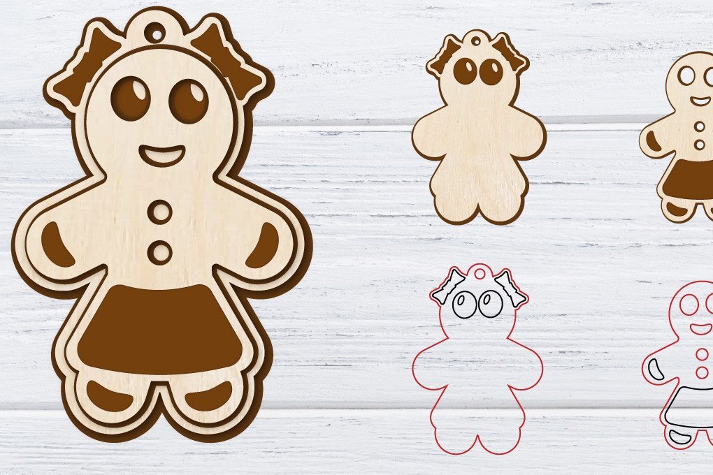 Σετ των 3 Intra απο ξύλο plywood 3mm-4mm πάχος Χριστουγεννιάτικα σκουλαρίκια με 2 στρώσεις | Λέιζερ Δίασταση 3x3 cm INTRAFABR-36235652