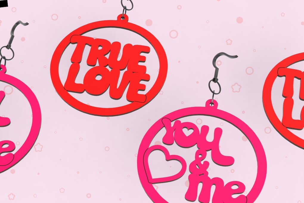 Σετ των 3 Intra απο ξύλο plywood 3mm-4mm πάχος Ρομαντικά ερωτικά σκουλαρίκια 2 στυλ, λέιζερ Δίασταση 3x3 cm INTRAFABR-107933751