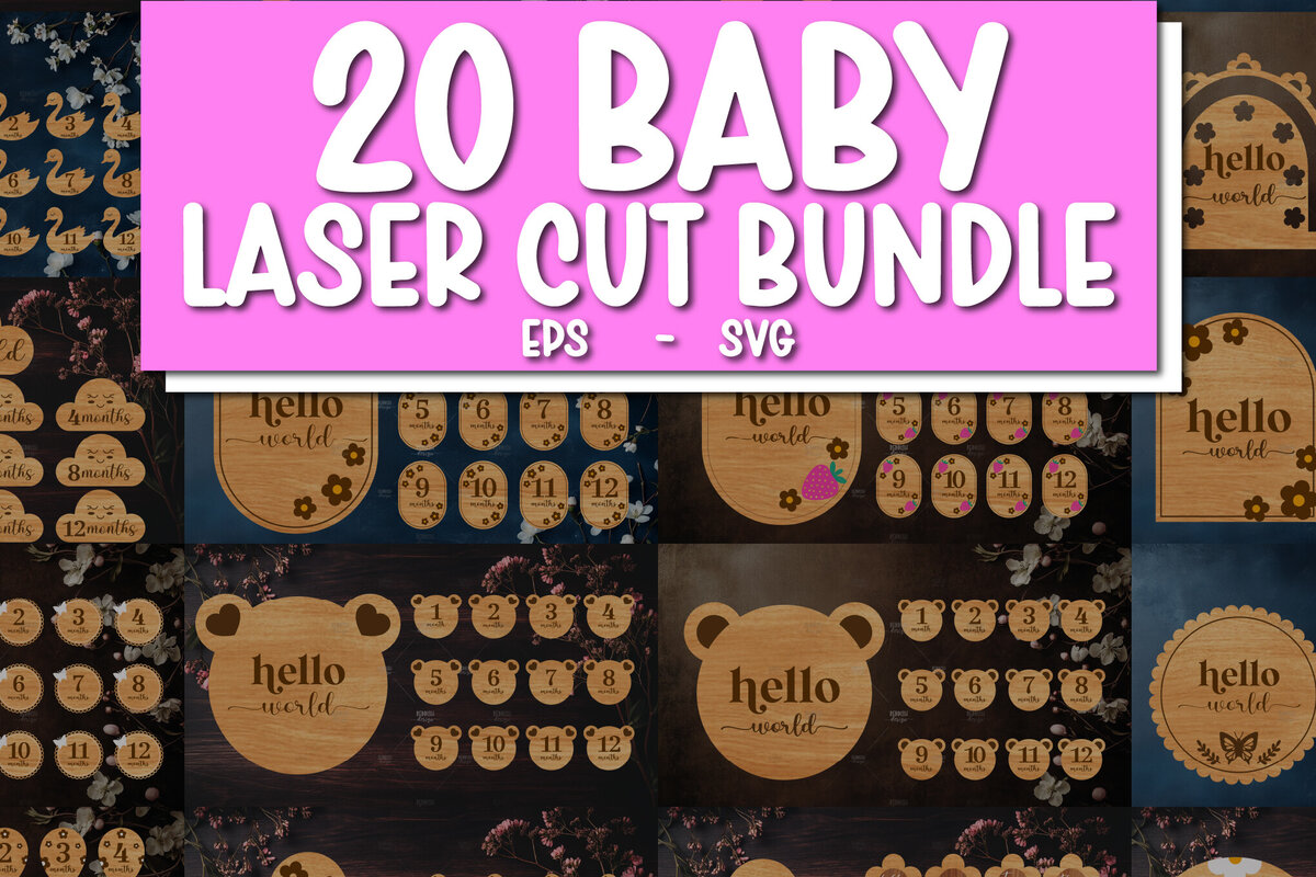 Σετ των 2 Intra απο ξύλο plywood 3mm-4mm πάχος Baby Milestone Discs | Δίασταση 30x20 cm INTRAFABR-118829223