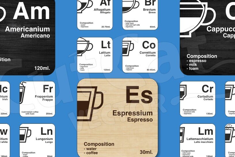 Σετ των 2 Intra απο ξύλο plywood 3mm-4mm πάχος 20 σουβέρ για καφέ Mendeleev στυλ τραπεζιού Δίασταση 15x15 cm INTRAFABR-119434469