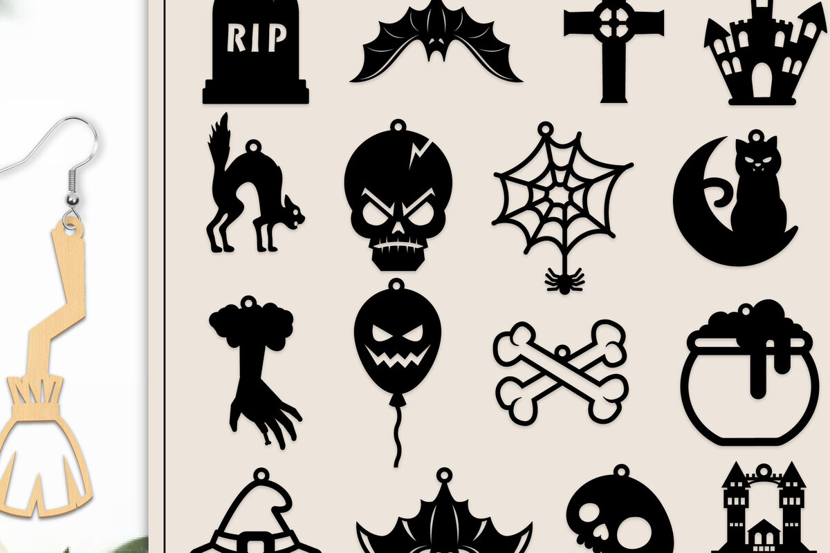 Σετ των 3 Intra απο ξύλο plywood 3mm-4mm πάχος 20 Σχεδίαση αποκριάτικα σκουλαρίκια με λέιζερ Δίασταση 3x3 cm INTRAFABR-102817116