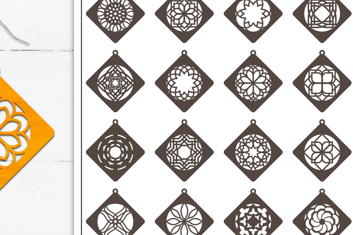 Σετ των 3 Intra απο ξύλο plywood 3mm-4mm πάχος 20 Σκουλαρίκια Mandala Σχεδιασμός Δίασταση 3x3 cm INTRAFABR-103836222