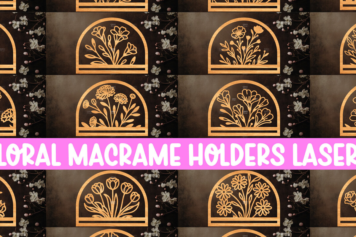 Σετ των 2 Intra απο ξύλο plywood 3mm-4mm πάχος 20 Floral Macrame Holder Cut  Δίασταση 15x15 cm INTRAFABR-120824556