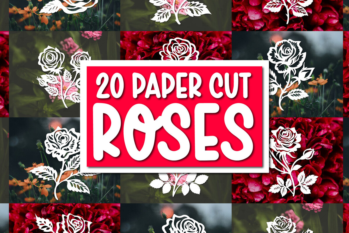 Σετ των 2 Intra απο ξύλο plywood 3mm-4mm πάχος 20 Rose Flower ,Rose Flower Vinyl Δίασταση 15x15 cm INTRAFABR-116137063