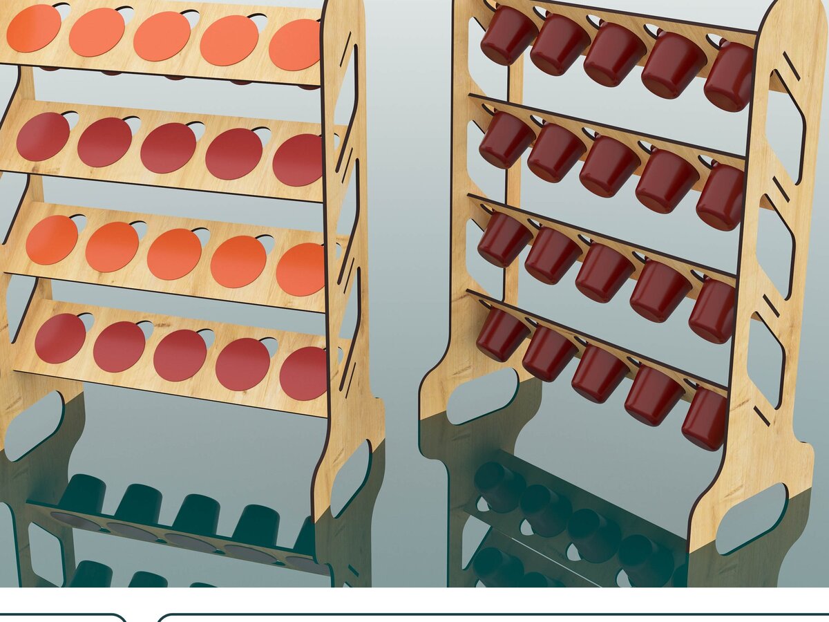 Σετ των 2 Intra απο ξύλο plywood 3mm-4mm πάχος 20 αυλακώσεις Coffee Capsule Stand Δίασταση 15x15 cm INTRAFABR-68552055