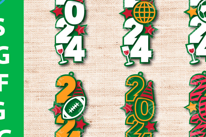 Σετ των 3 Intra απο ξύλο plywood 3mm-4mm πάχος 2024 Πρωτοχρονιάτικα κρεμαστά και καρφωτά σκουλαρίκια Δίασταση 3x3 cm INTRAFABR-80999061