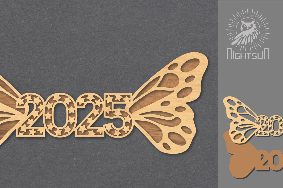 Σετ των 2 Intra απο ξύλο plywood 3mm-4mm πάχος 2025 Διακόσμηση κοπής με λέιζερ πεταλούδας 2 Δίασταση 15x15 cm INTRAFABR-112765464