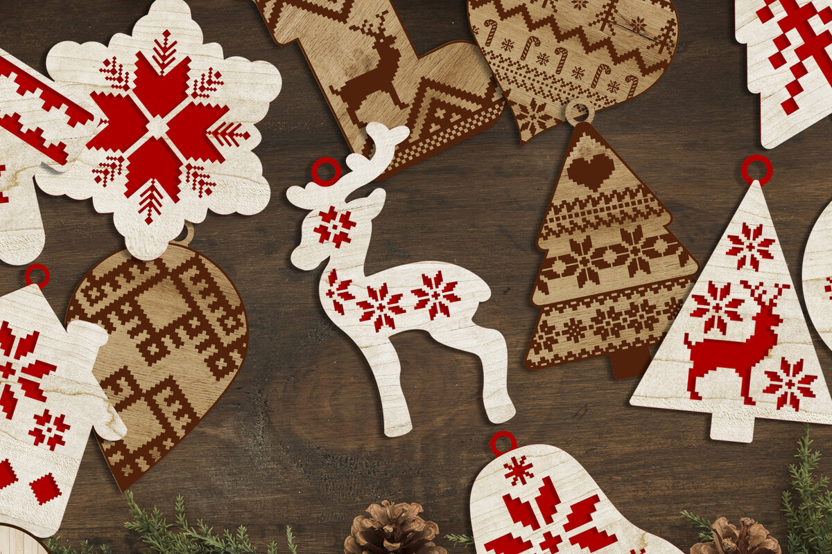 Σετ των 3 Intra απο ξύλο plywood 3mm-4mm πάχος 22 ΧΡΙΣΤΟΥΓΕΝΝΙΑΤΙΚΑ ΛΑΪΚΑ ΣΤΟΛΙΔΙΑ Κομμένο Δεμάτι Δίασταση 4x4 cm INTRAFABR-19220378