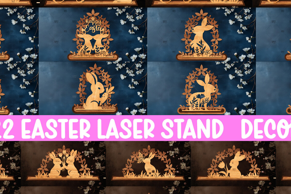 Σετ των 2 Intra απο ξύλο plywood 3mm-4mm πάχος 22 Πασχαλινή βάση κοπής με λέιζερ Δίασταση 15x15 cm INTRAFABR-117725375