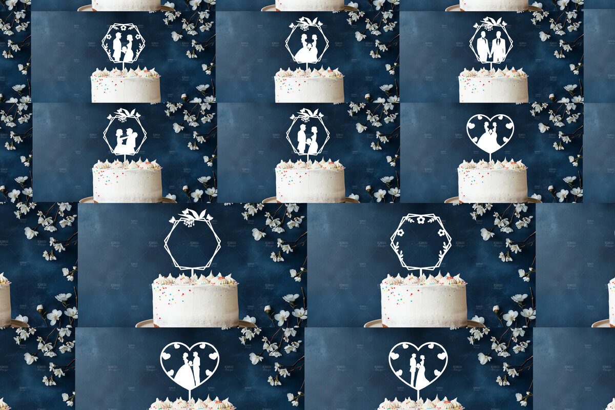 Σετ των 2 Intra απο ξύλο plywood 3mm-4mm πάχος 23 Topper για τούρτα γάμου, Wedding Δίασταση 15x15 cm INTRAFABR-119797854