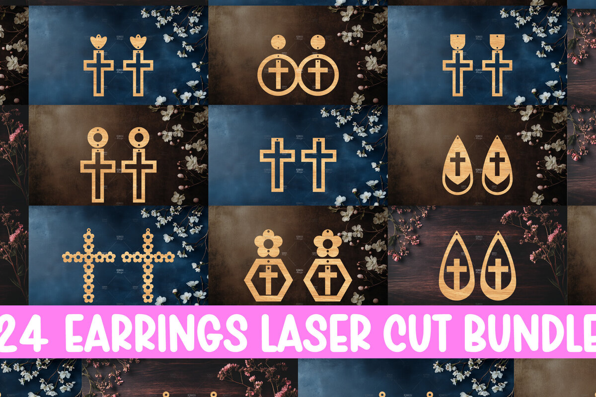 Σετ των 3 Intra απο ξύλο plywood 3mm-4mm πάχος 24 Σταυρωτά Σκουλαρίκια Δίασταση 3x3 cm INTRAFABR-118942673