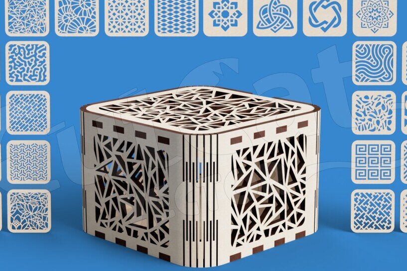 Intra απο ξύλο plywood 3mm-4mm πάχος 24 Πρωτότυπα διακοσμητικά ξύλινα κουτιά δώρου Δίασταση 60x60 cm INTRAFABR-119063320