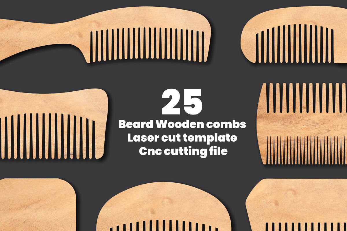 Σετ των 2 Intra απο ξύλο plywood 3mm-4mm πάχος 25 Δέσμη αρχείου κομμένης λέιζερ με χτένα μαλλιών Δίασταση 15x15 cm INTRAFABR-10909855