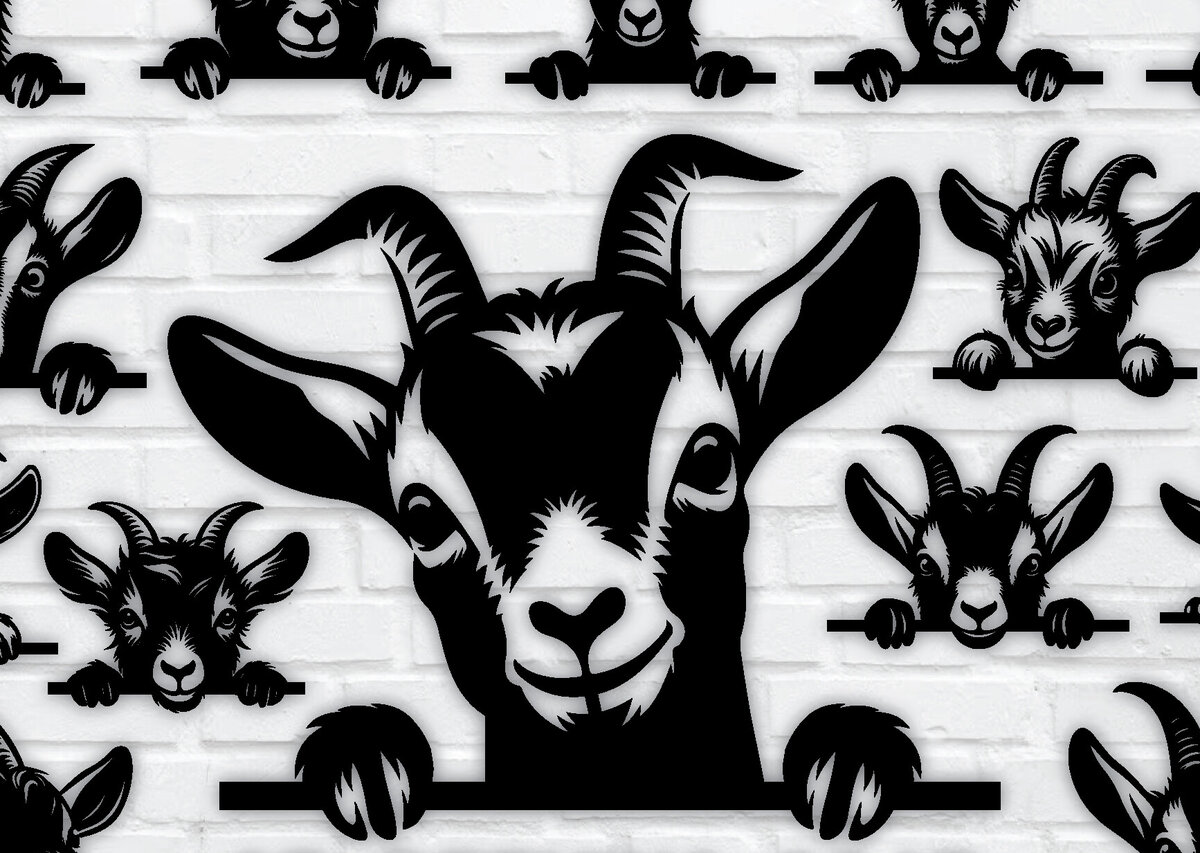 Σετ των 2 Intra απο ξύλο plywood 3mm-4mm πάχος Silhouette 25-PEEKING Goat Δίασταση 3600x3600 cm INTRAFABR-96219304