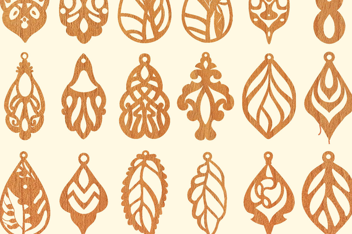 Σετ των 3 Intra απο ξύλο plywood 3mm-4mm πάχος 25 Ξύλινα Σκουλαρίκια Cut  Δίασταση 3x3 cm INTRAFABR-96657362