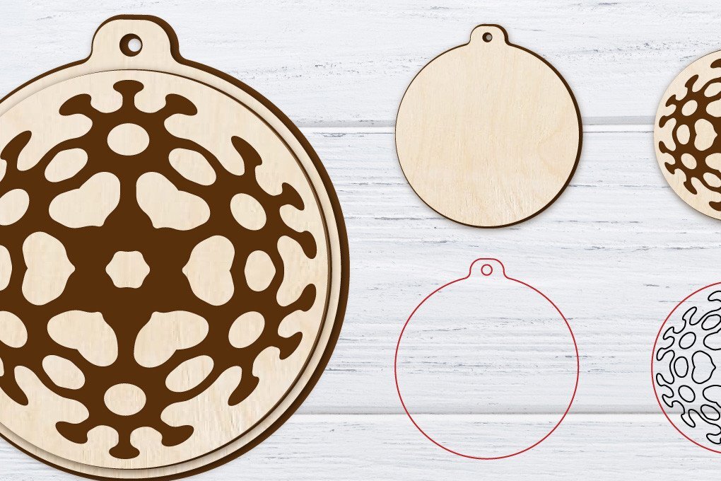 Σετ των 3 Intra απο ξύλο plywood 3mm-4mm πάχος Χριστουγεννιάτικα σκουλαρίκια 2D Layered Δίασταση 3x3 cm INTRAFABR-36235518