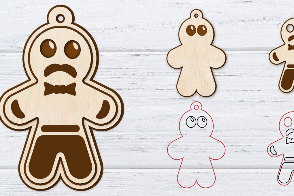 Σετ των 3 Intra απο ξύλο plywood 3mm-4mm πάχος Χριστουγεννιάτικα σκουλαρίκια 2D Layered Δίασταση 3x3 cm INTRAFABR-36235555