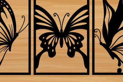 Intra απο ξύλο plywood 3mm-4mm πάχος Τέχνη τοίχου 3 Butterfly Cut Glowforge Δίασταση 40x40 cm INTRAFABR-68049124